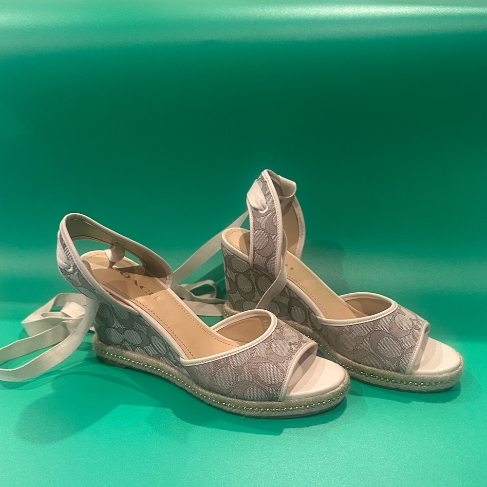 Coach Women's Beige Espadrille Wedges